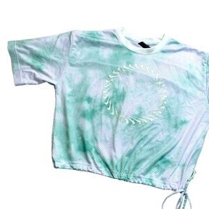 Nike Tie Dye Cropped Circle Swoosh Jersey Athletic Tee Shirt Medium